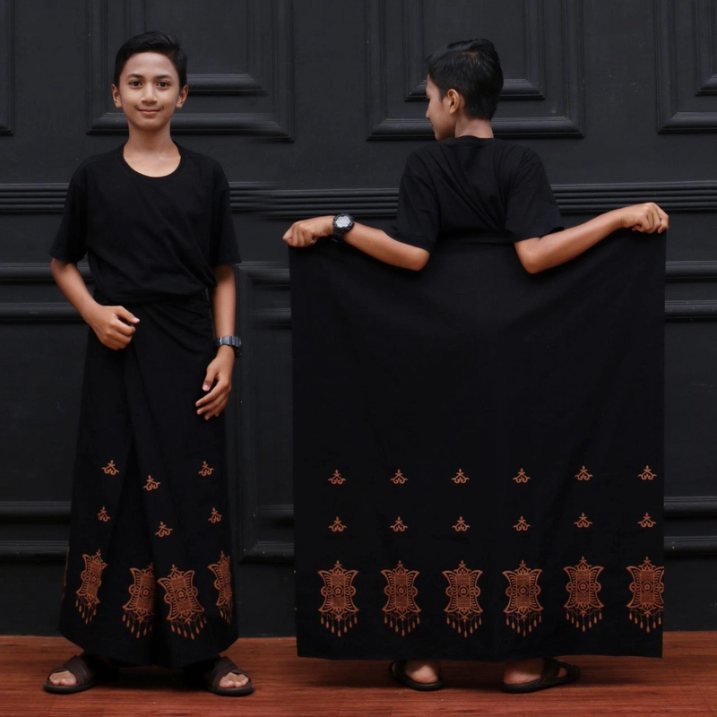 Product image Kois Batik - Sarung anak sd bagus banget simpel motif lampion anak Sarung anak sd Lampion anak hitam