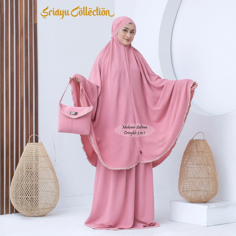 Product image SRIAYU COLLECTION - Mukena Safira Cringkel 3 in 1 ALL SIZE PINK