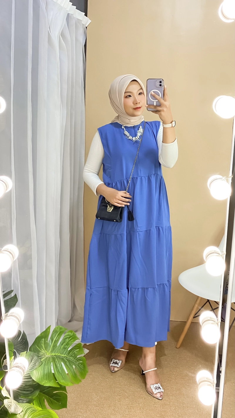 Product image [CUCI GUDANG] Baju Gamis Wanita Naura Inner atau Outer Dress All Size fit to XL Denim (Outer Only)