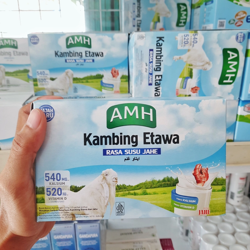 Product image AMH Kambing Etawa Rasa Susu Jahe - Susu Kambing Etawa Plus Jahe - Minuman Serbuk Susu Kambing 10 sch
