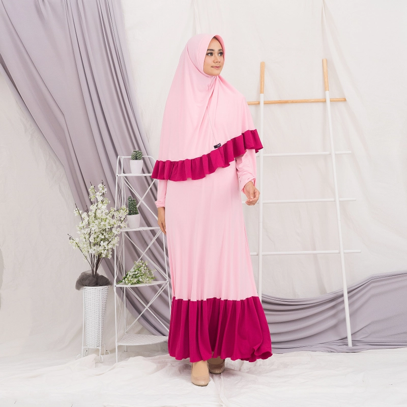 Product image Kakakeyza official - Gamis set hijab kombinasi warna remple ALL SIZE 001