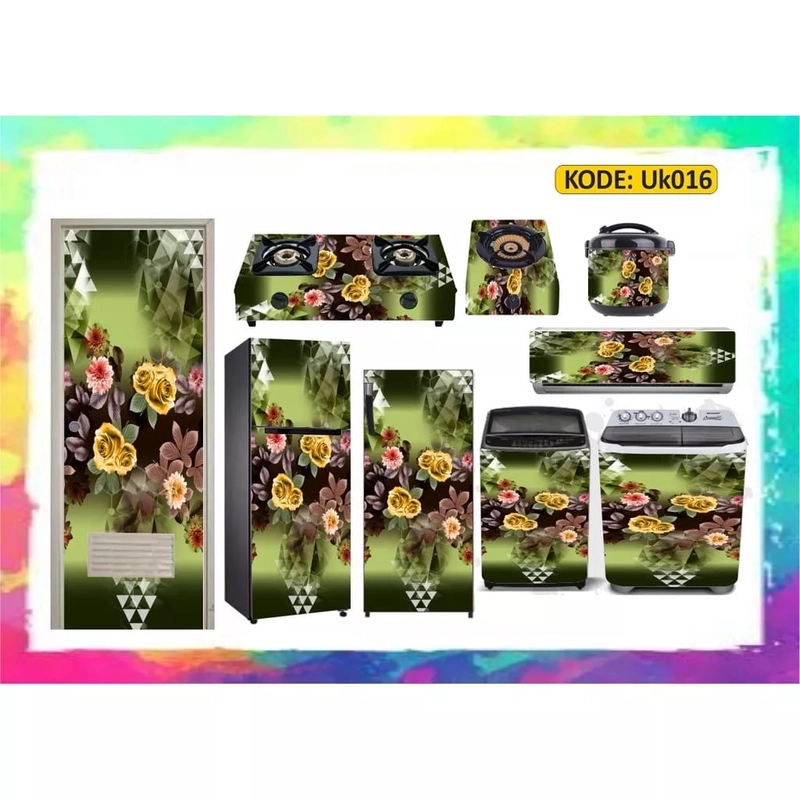 Product image Pusat Advertising - Stiker UK016 motif bunga kompor 1 dan 2 tungku magicom kulkas mesincuci pintu WC dan AC UK016 1TUNGKU