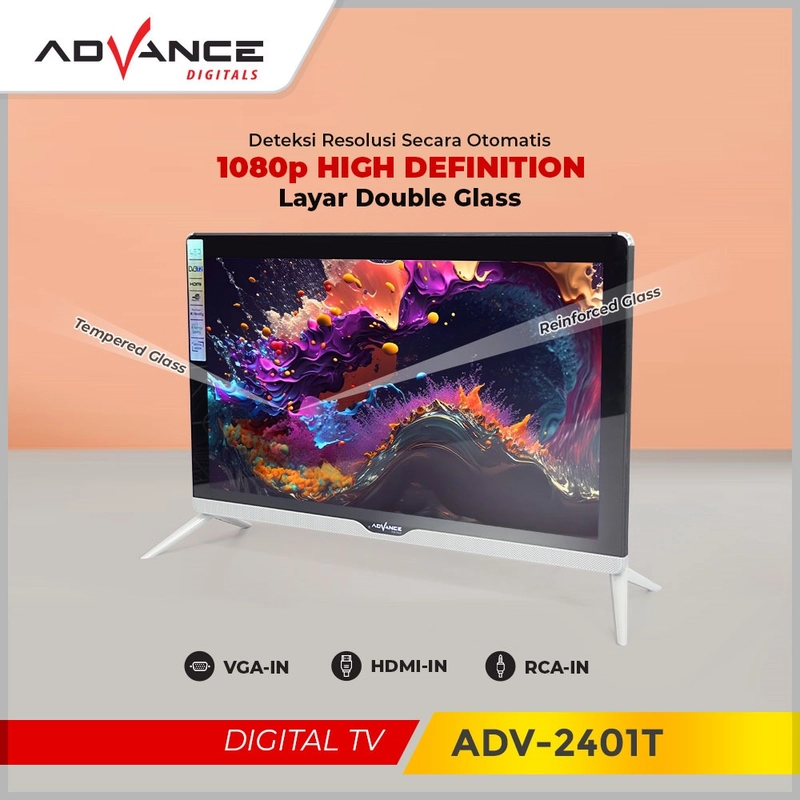 Product image Advance Digitals Indonesia - Advance Digital LED HD TV TVD ADV 2401 T / ADV-2401T / 2401T USB Movie 24 inch HDMI VGA 24 inch Default