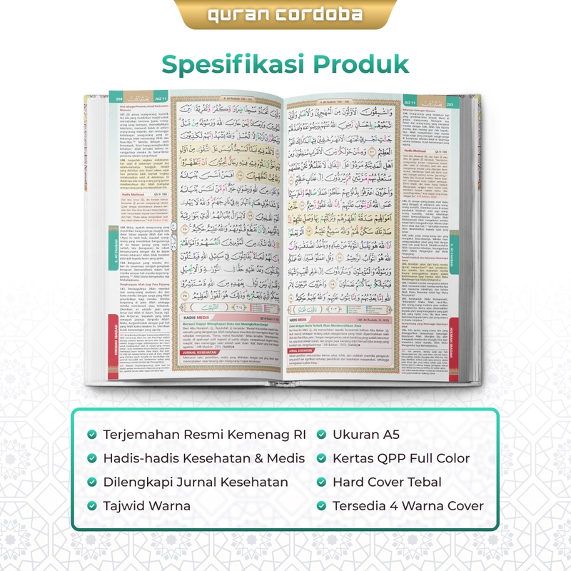 Product image Cordoba - Al Quran Medis A5 Hidup Sehat Cara Rosululloh Ragawi Ruhani Ala Nabi & Hikmah Ibadah A5 Random