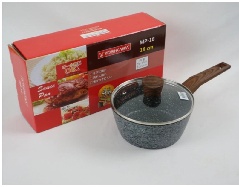 Product image UTAMAMEGA - Yoshikawa MP18 Marble Panci + Tutup kaca [Sauce Pan] Ukuran 18Cm type MP-18