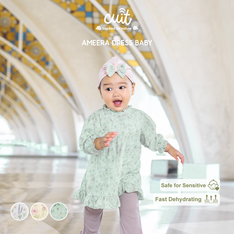 Product image Kintakun Baby - [RAYA SERIES] Cuit Ameera Baju Bayi Perempuan Dress Viscose Twill 3 Bulan - 2 Tahun S (3-6 Bulan) Sage Bloom