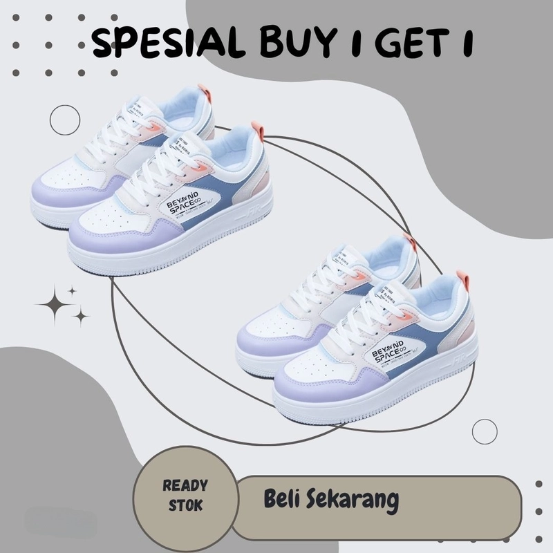Product image LUXIA - Spesial Buy 1 Get 1 Sepatu Kets Sneakers Fashion Wanita Beyound Space 36 UNGU