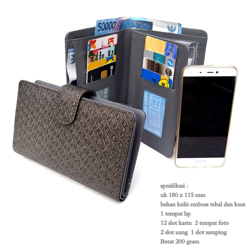 Product image Dompet Gadget Hp Kulit Mozaik Emboss standar grey