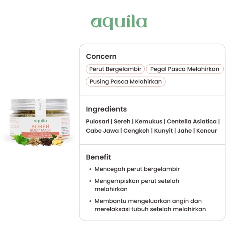 Product image Aquila Boreh Body Mask/Perut Kendur Pasca Melahirkan/Mengencangkan Perut Kendur 50gr all skin type