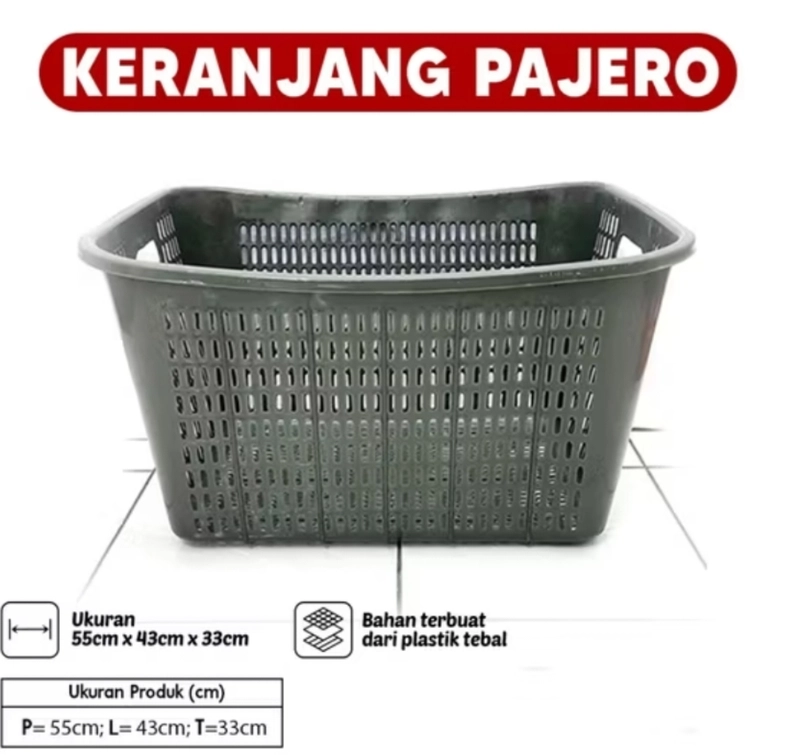 Product image UNIQSO STORE - KERANJANG PAJERO Keranjang Baju Pakaian Laundry Serbaguna 1 unit Hijau Abu-abu