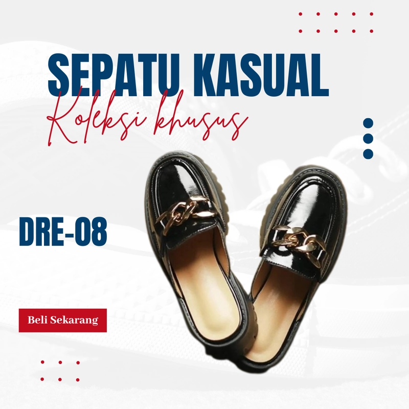 Product image LUXIA - Sepatu Sandal Oxford Sepatu Flat Wanita Kekinian DRE-08 37 HITAM