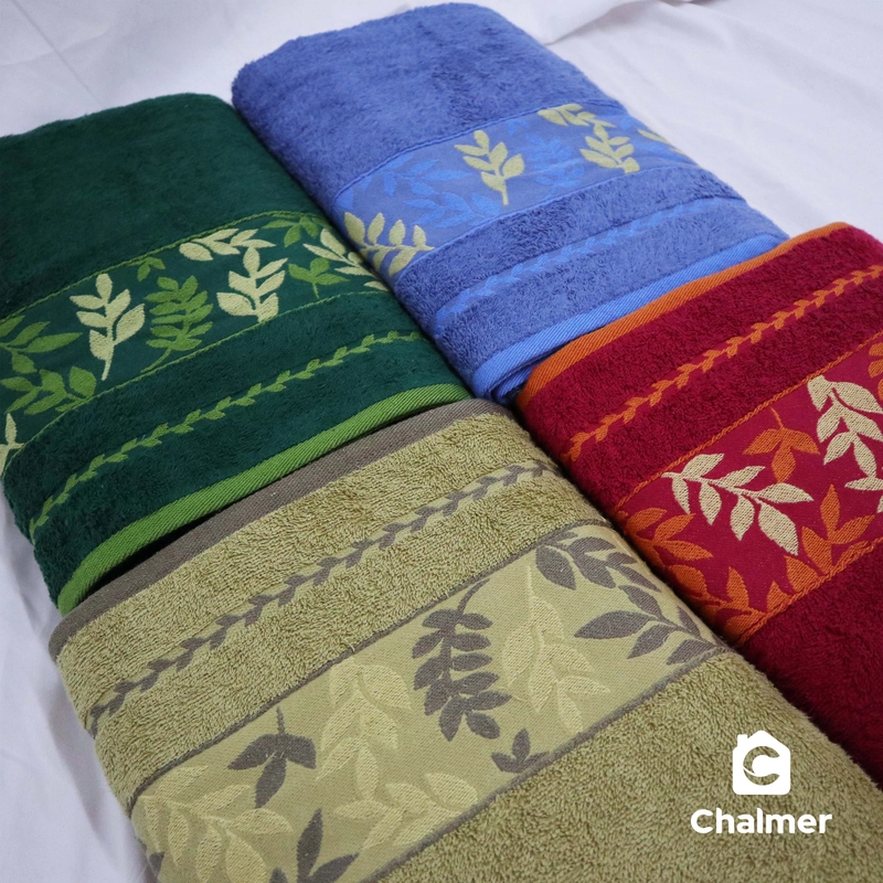 Product image Handuk Mandi Chalmer 70x135 Motif Leafy Handuk Mandi Dewasa Ukuran Besar 70 X 135 Cm Marun