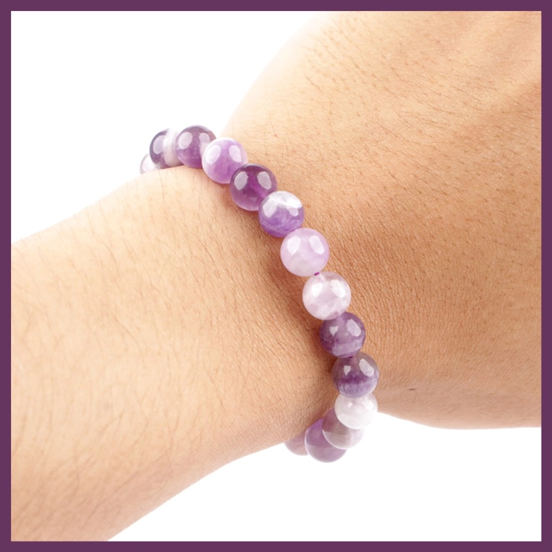 Product image CENTRAL GROSIR GEMSTONE - GELANG BATU NATURAL AMETHYST KECUBUNG KALIMANTAN ORIGINAL 19cm Ungu