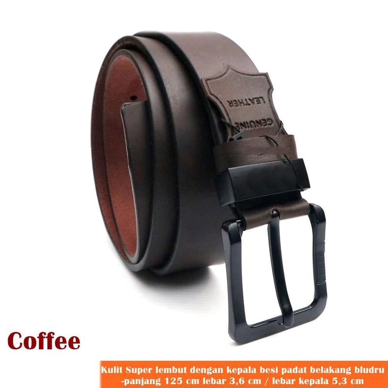 Product image Lanc Fashion - Ikat pinggang Pria Belt Suede Kulit Stain Black Soft Doof WARNA COFFEE