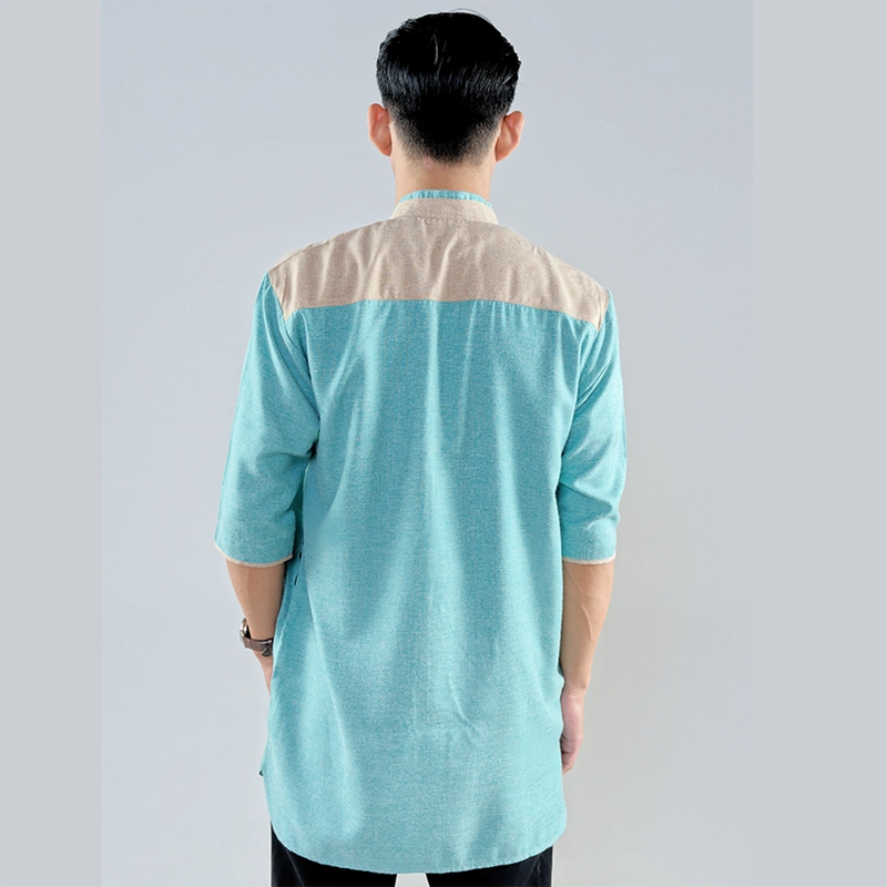 Product image MOSCOU - Baju Kemeja Koko Kemko Kurta Qurta Pakistan Muslim Lebaran Pria Dewasa Lengan Pendek 3/4 Casual Formal Elegan Katun Madinah Premium Motif Kancing Sanghai Shanghai Cina Terbaru Original Keren Murah Hijau Wardah Turquoise Khaki M Turquoise Khaki