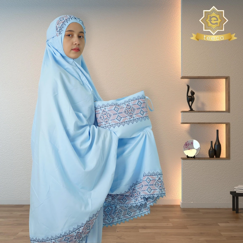 Product image Teeca - Mukena Dewasa Songket Bordir Salima Jumbo Baby Blue