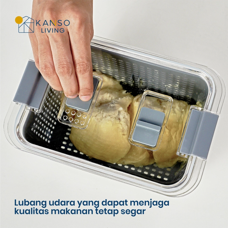 Product image Kanso Living - Kanso Living 3 in 1 Kotak Penyimpanan Makanan Organizer Kulkas Storage - 1 Set Isi 3 1700 Abu-Abu