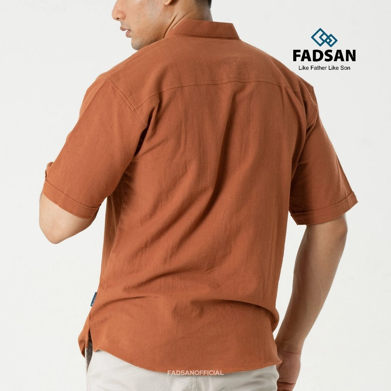 Product image FADSAN - Kemeja Polos Couple Ayah dan Anak Lengan Pendek Warna Teracotta -Tufy Series SIZE BAYI NO.1 TUFY TERACOTTA