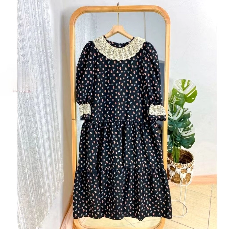Product image qayd - Gamis Anak/Gamis Kerah Arumi/HS15/Gamis Hitam/Gamis Crinkle/Gamis Anak Tanggung L Arumi Black