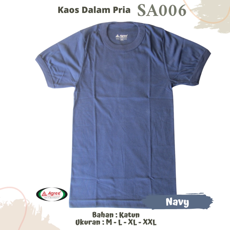 Product image Agree Sport SA006 Kaos Dalam Pria / Kaos Oblong Cowok Round Neck Bahan Katun M Navy