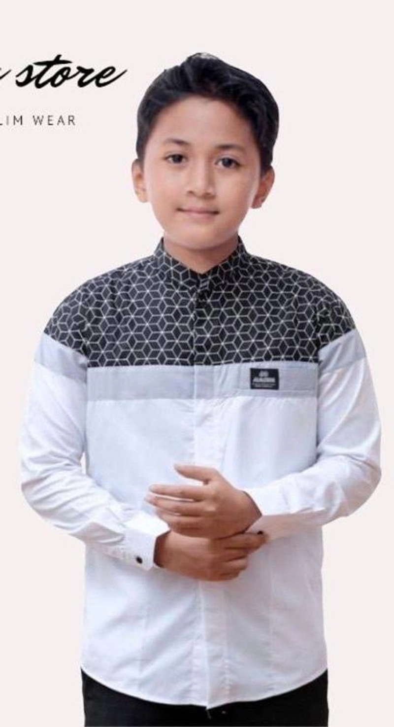 Product image Batik Alfin - Baju koko kombinasi batik kualitas bagus banget M Anakputih