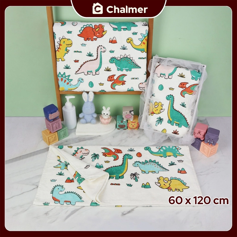 Product image Chalmer - Handuk Bayi Cute Anak Karakter 60 x 120 cm Dino