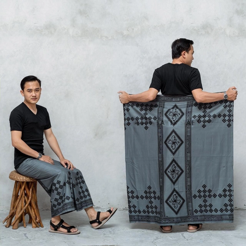 Javatama - Sarung Batik Tetris abu abu 320 Abu Abu