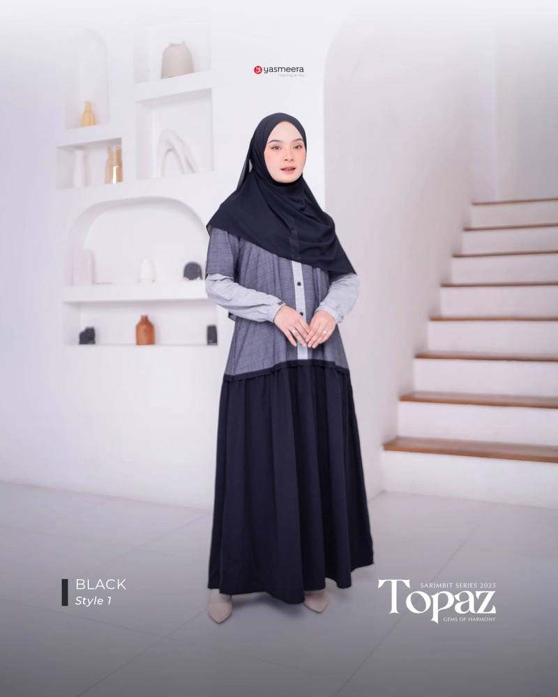 Product image Yasmeera Official - Sarimbit 2025 Topaz Series Warna Black M GAMIS IBU STYLE 1
