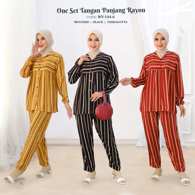 Product image AL Irsyad Store - FOREVER SWEET CONCEPT WV-144-6 ONE SET TANGAN PANJANG RAYON ALL SIZE MUSTARD