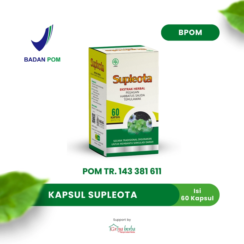 Product image Griya Herba - Supleota Obat Herbal Membantu Melancarkan Sirkulasi Darah Suplemen Otak 60 Kapsul BPOM 110 gram Original