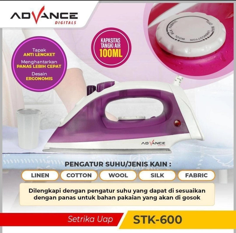 Product image Rizki Electronics - Setrika Uap Listrik STK-600 Anti Lengket Hemat Listrik 350W stk 600 rundom