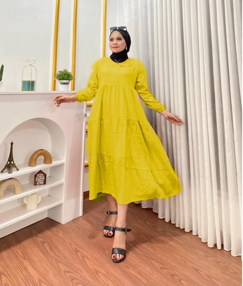 Product image Amha Collection - GAMIS MIDI DRESS RAYON TWILL JUMBO LD 120 MUSTARD