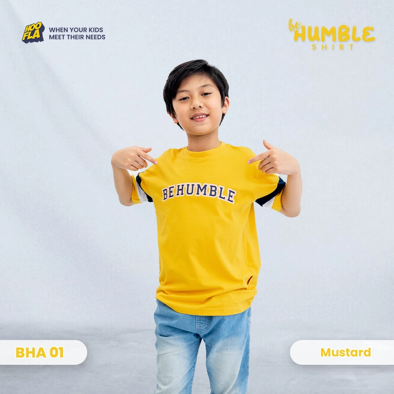 Product image Hoofla - Be Humble Series - Kaos Anak Lengan Pendek L Mustard
