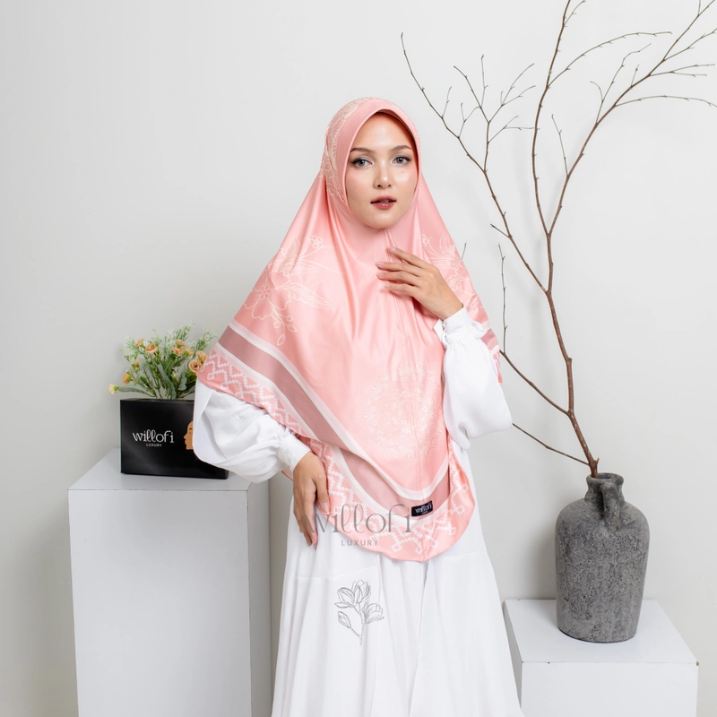 Product image Sakura Baru X Willofi - Hijab Instan Sublim Motif Lily Pad Instan Syari Premium Daily Bergo Standar Salem