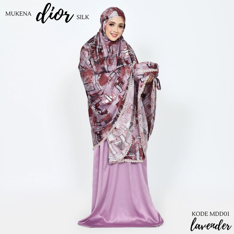 Product image Al Kahf - Mukena Travelin Armani Silk Premium Model 2in1 Kode MDD01 xl Lavender