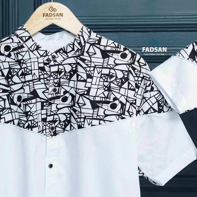 Product image FADSAN - Koko Batik Couple Ayah & Anak Lengan Pendek Warna White - New Emran Series SIZE BAYI NO.1 N.EMRAN WHITE