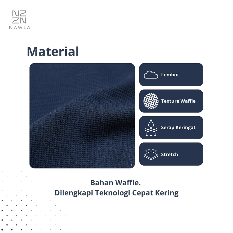 Product image NAWLA - Kaos Waffle V Neck Lengan Panjang S Denim