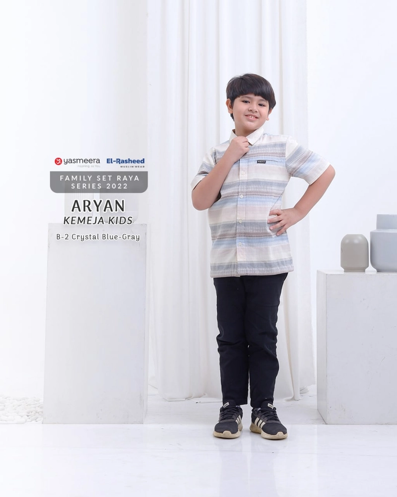 Product image Yasmeera Official - kemeja Aryan Anak XS CRYSTAL BLUE
