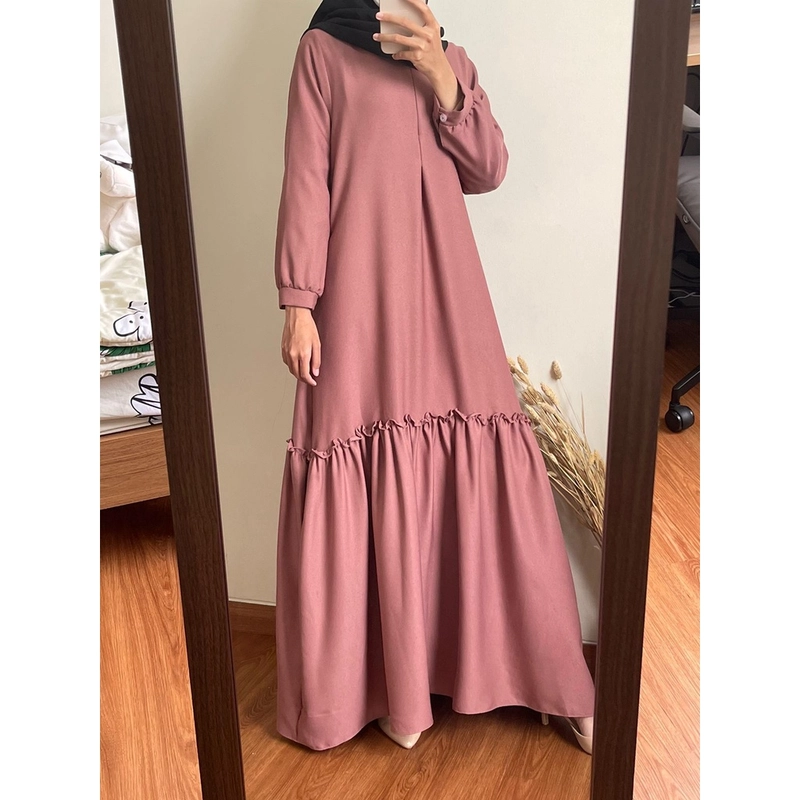 Product image MEQA DAILY - Jovinna Gamis Maxi Dress Muslim Wanita ALLSIZE Dusty Pink
