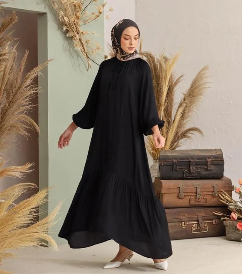 Product image Jembar - Syabina Dress Gamis Wanita LD 130 Terbaru Crinkle Airflow Premium L Black