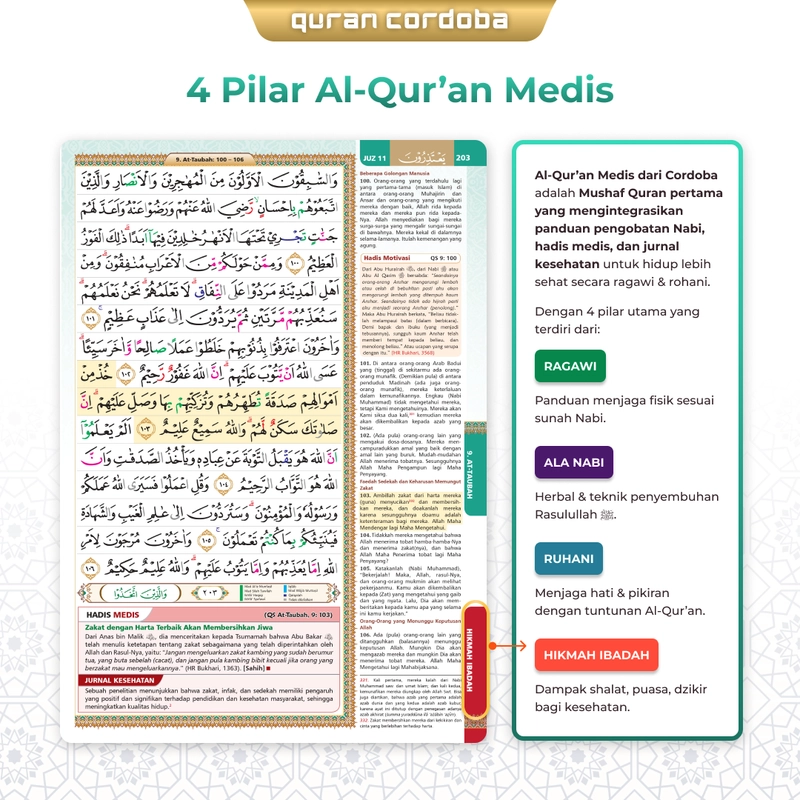 Product image Cordoba - Al Quran Medis A5 Hidup Sehat Cara Rosululloh Ragawi Ruhani Ala Nabi & Hikmah Ibadah A5 Random