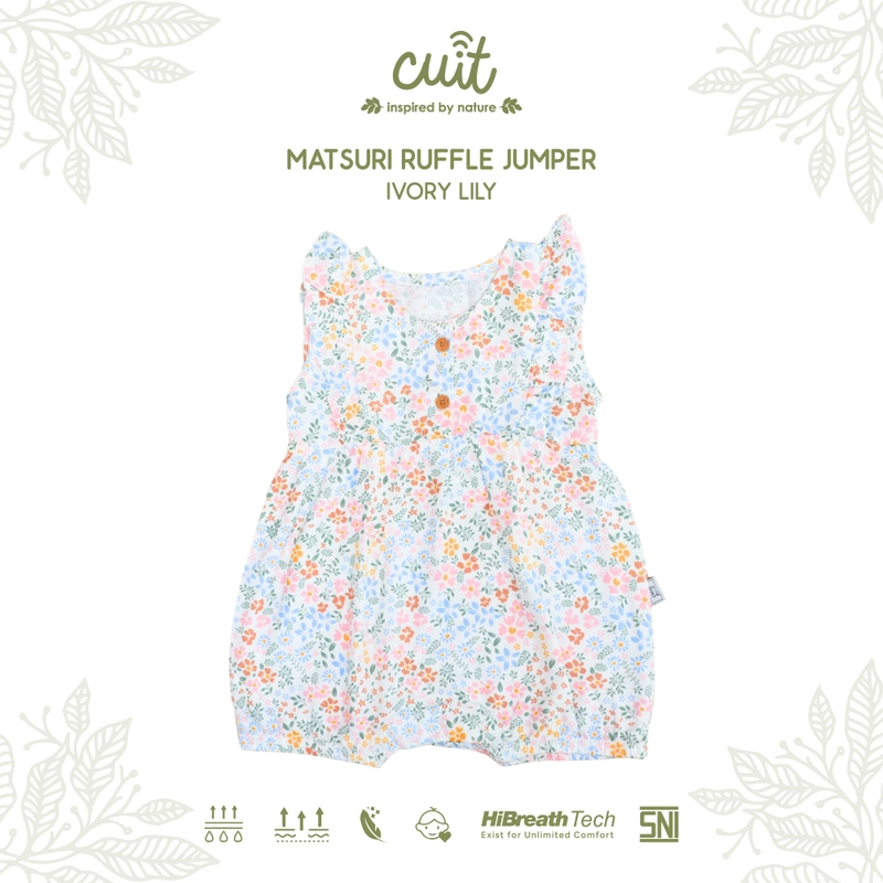 Product image KINTAKUN BABY X CUIT Ruffle Romper Dress Anak Bayi Matsuri - Pakaian Anak Perempuan Motif Bunga L (1-2 TAHUN) Ivory Lily