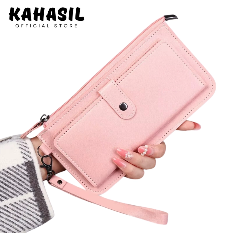 Product image KAHASIL - Dompet Lipat Wanita Panjang Bahan Kulit PU Leather KHDP54 all variant PINK