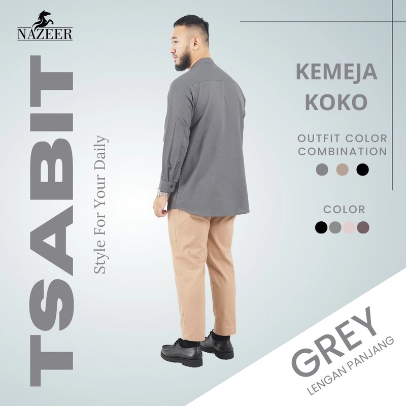 Product image Nazeer - Tsabit Kemeja Koko M Grey
