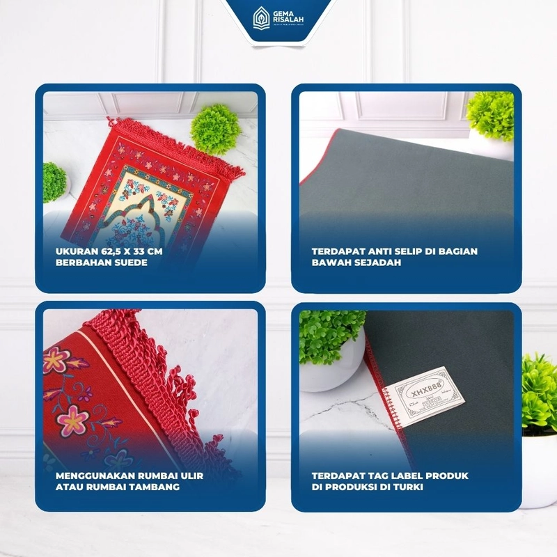 Product image Gema Risalah - Hampers Gift Set Ibadah Quran Saku Resleting dan Sajadah Turkiye Premium Anti Slip Hampers Biru