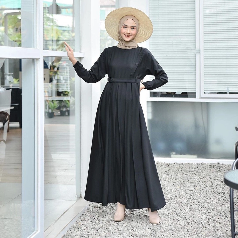 Product image MEQA DAILY - Mahya Dress Gamis Muslim Wanita ALLSIZE Hitam