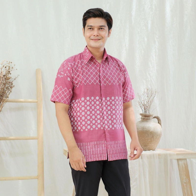 Product image Kois Batik - Atasan Batik Coupel Kekinian Hem Dan Blouse Motif Jaring Pink M Hem jaring pink