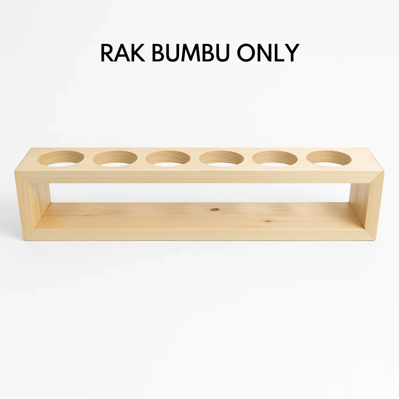 Product image Synnove - Rak Bumbu Dapur Estetik 6 Botol Kaca Spice Jar Rak Bumbu Kayu Storage Tempat Bumbu Dapur Varian Rak Bumbu Only