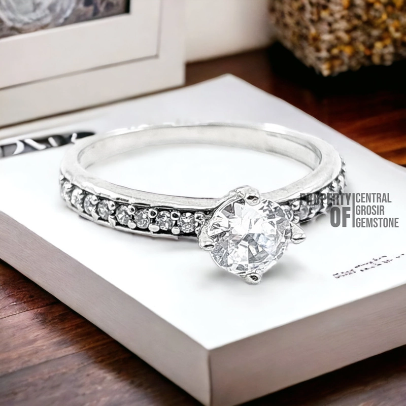 Product image CENTRAL GROSIR GEMSTONE - Cincin Perak Wanita 925 Silver Asli Permata Zirconia Like Ring Berlian 7 Silver