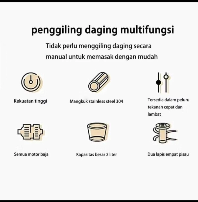 Product image Rizki Electronics - CHOPPER PHILIPS PENGGILING DAGING SERBAGUNA 2 L silver